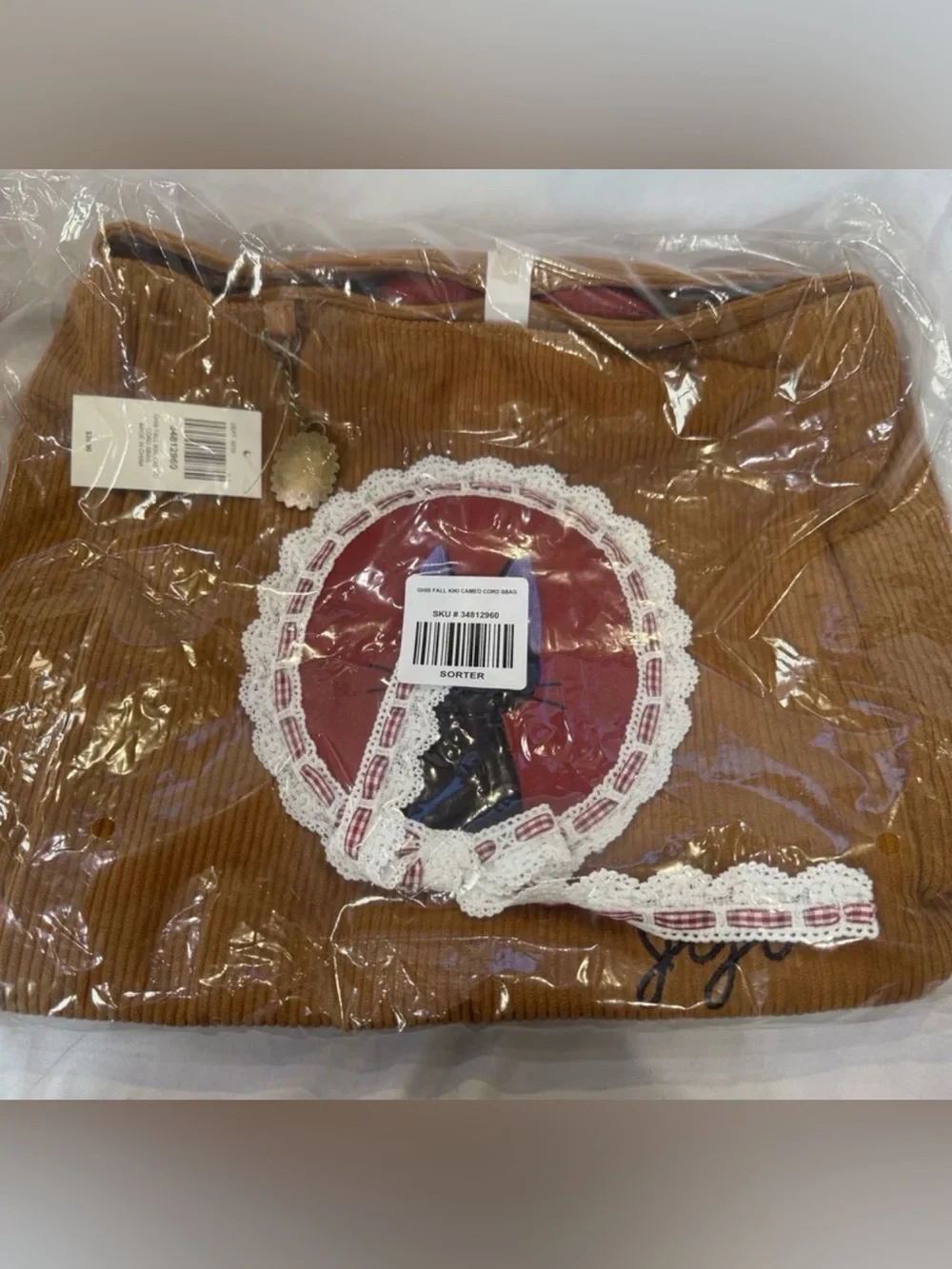 NWT Studio GHIB Kiki delivery cameo corduroy messenger bag - Picture 5 of 8